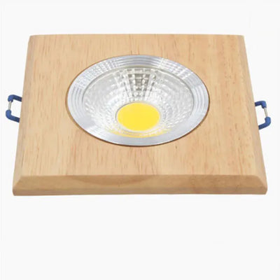 Square Solid Wood LED Downlight – Modern Minimalist Ceiling Light