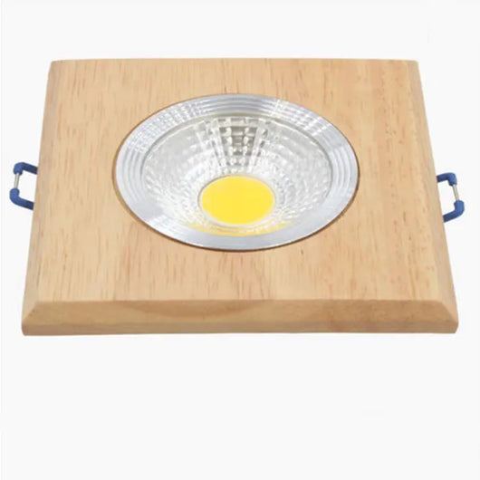 Square Solid Wood LED Downlight – Modern Minimalist Ceiling Light