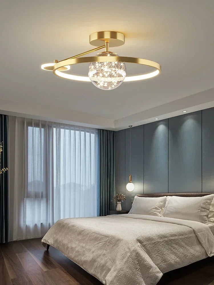 Nordic Luxury Starry LED Ceiling Lamp Is Used For the Bedroom, Living Room, and Kitchen. Golden White Black Remote Control Home Decoration