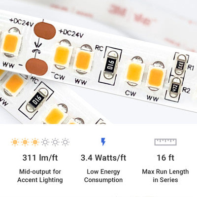 98FT Reel UltraBright™ Sienna Dim-to-Warm Series LED Strip Light With Pre-Soldered Wire Leads