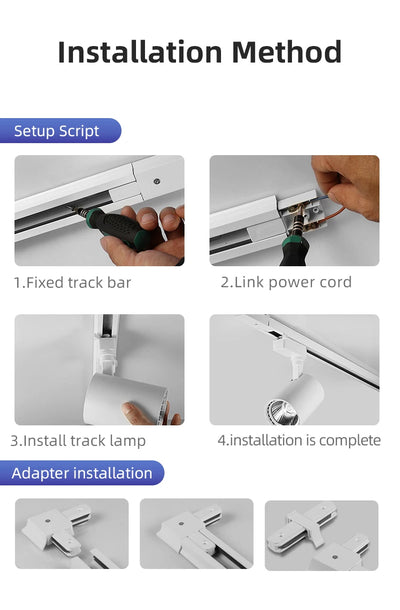 COB LED Track Light Fixture Set – Adjustable Spotlights