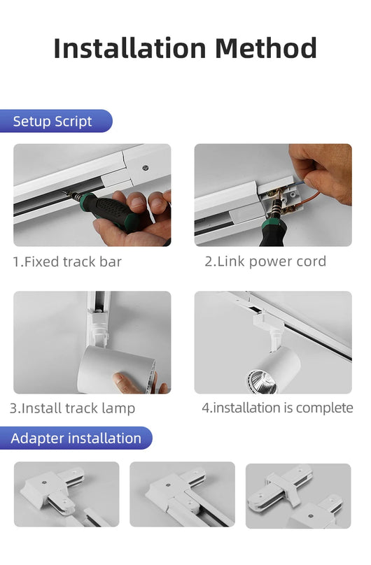 COB LED Track Light Fixture Set – Adjustable Spotlights