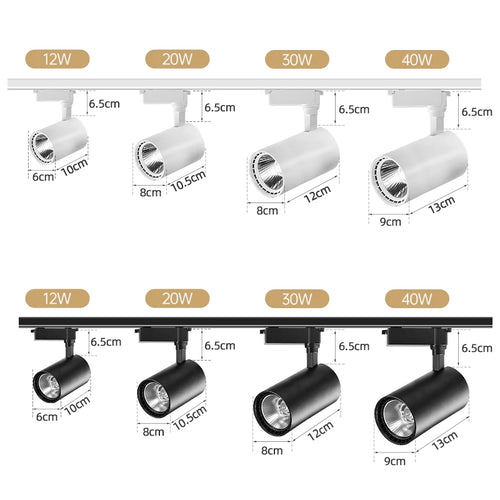 COB LED Track Light Fixture Set – Adjustable Spotlights