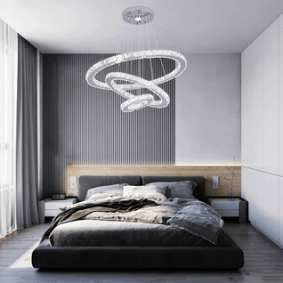 Luxury 3-Ring Crystal LED Kitchen Ceiling Light – Adjustable Color Modes