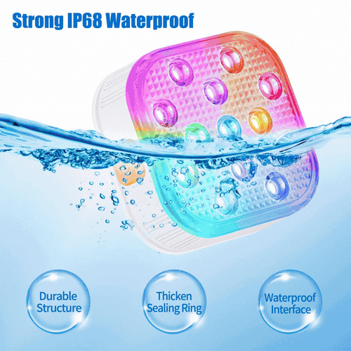 Rechargeable RGB LED Underwater Pool Light – IP68 Waterproof with Long-Range Remote
