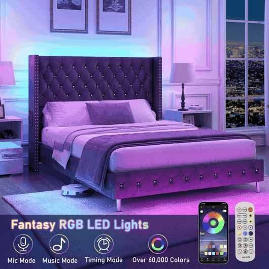 Queen Size Upholstered Platform Bed