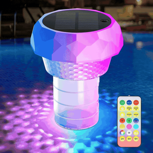 Solar Floating Pool Light with Chlorine Dispenser – RGB LED with Remote
