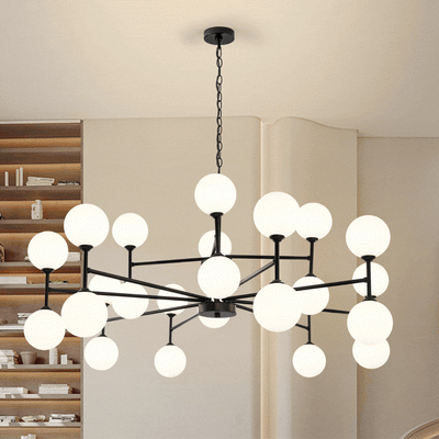 Mid-Century Modern Sputnik Chandelier – Stained Glass Statement Light