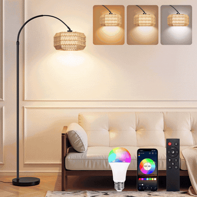 Smart RGB LED Floor Lamp with App Control & Dimmable Lighting