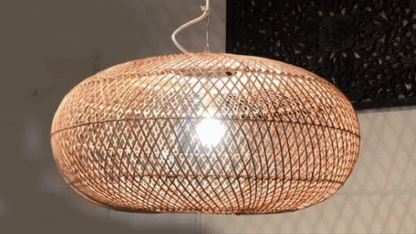 40cm Handcrafted Rattan Pendant Light – Natural Wicker Ceiling Lamp