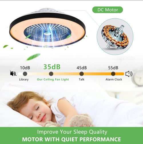 23-Inch Smart LED Ceiling Fan with RGB Lighting & Remote Control