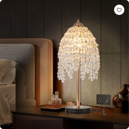 19-Inch Vintage Crystal Waterfall Table Lamp