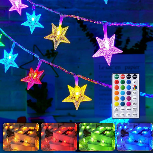 17-Foot Color-Changing Star String Lights with Remote