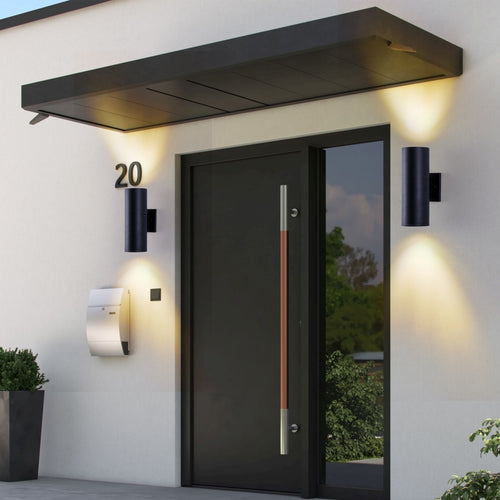 4-Pack 12-Inch Modern Outdoor Up & Down Wall Lights – Matte Black