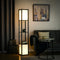 Modern Shelf Floor Lamp with Dual Fabric Shades
