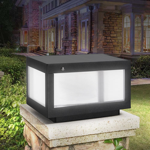 12-Inch Black Solar LED Post Cap Light
