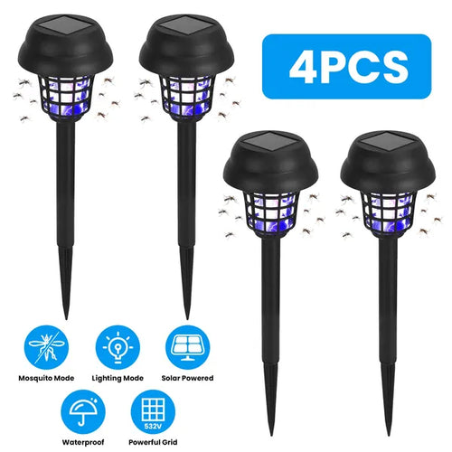 4-Pack Solar Mosquito Zapper Torches with Dual Lighting Modes