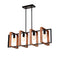 36-Inch Farmhouse Kitchen Island Chandelier – 4-Light Wood & Black Metal