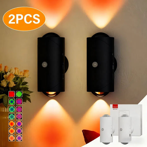 4PCS Rechargeable LED Motion Sensor Wall Light – Magnetic Dimmable RGB Night Light