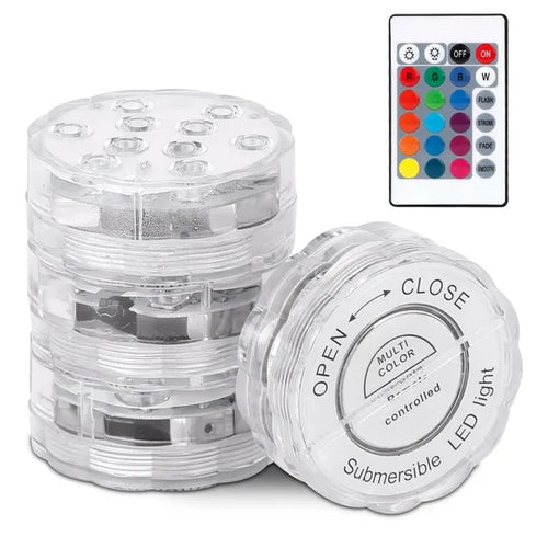 4-Pack RGB Submersible LED Lights with Remote Control