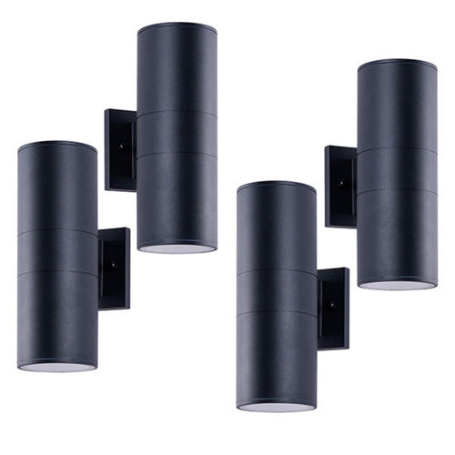 4-Pack 12-Inch Modern Outdoor Up & Down Wall Lights – Matte Black