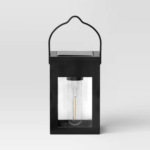 2-Pack Solar LED Outdoor Deck Lights – Matte Black Vintage Lanterns