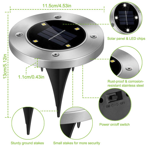 4-Pack Solar LED In-Ground Pathway Lights
