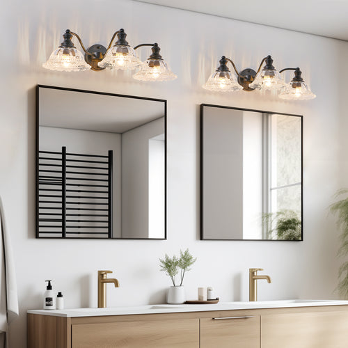 24-Inch Vintage Black 3-Light Vanity Wall Sconce