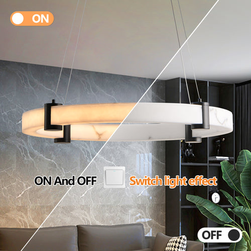 Modern 24-Inch LED Pendant Light – Round Hanging Chandelier