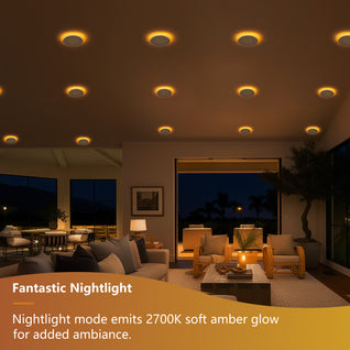 6 Pack 4 Inch LED Recessed Light White | 5CCT Dimmable Canless Wafer Lights 800LM 9W