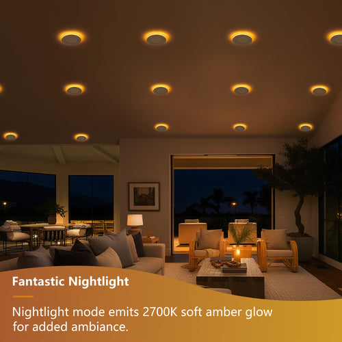 6 Pack 4 Inch LED Recessed Light White | 5CCT Dimmable Canless Wafer Lights 800LM 9W