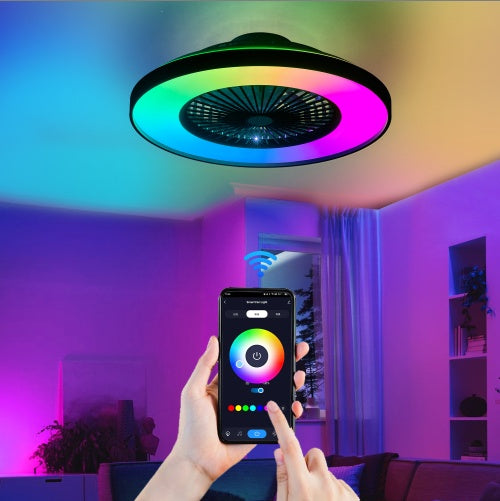 23-Inch Smart LED Ceiling Fan with RGB Lighting & Remote Control