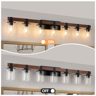 50-Inch Rustic 7-Light Farmhouse Bathroom Vanity Light Fixture