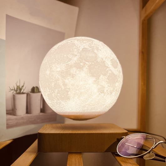 3D Magnetic Levitating Moon Lamp with LED Light – Rotating Floating Night Light
