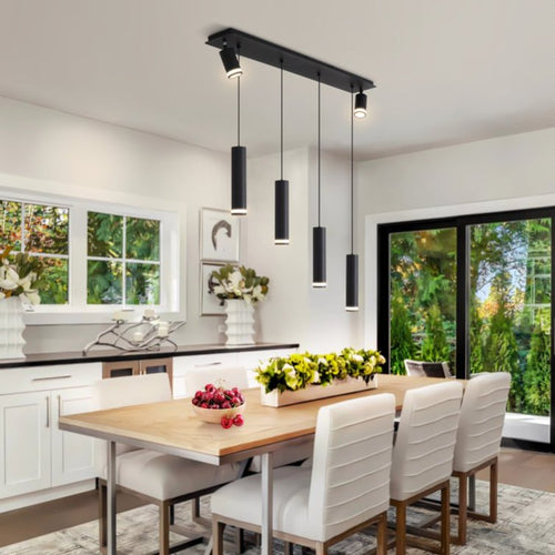 Modern Matte Black 6-Light Kitchen Island Pendant