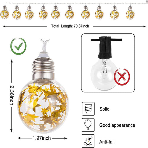 10 LED Globe String Lights, 6.5FT Warm White Battery-Operated Fairy Lights