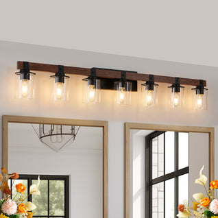 50-Inch Rustic 7-Light Farmhouse Bathroom Vanity Light Fixture