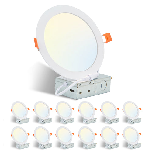 12-Pack 6-Inch Ultra-Thin Dimmable LED Recessed Ceiling Lights