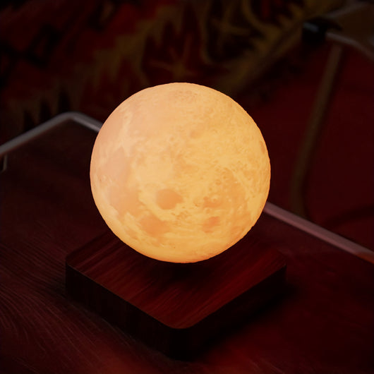 3D Magnetic Levitating Moon Lamp with LED Light – Rotating Floating Night Light