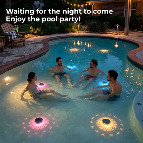 2-Pack Solar Floating RGB Pool Lights with Remote Control