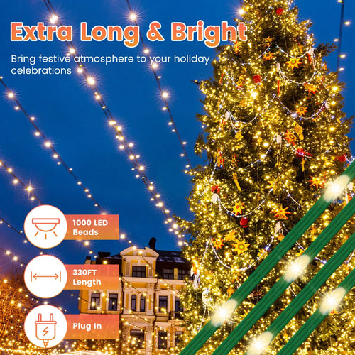 330FT 1000 LED Christmas String Lights with Remote & Timer