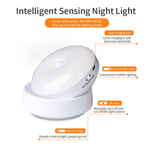 Rotating Human Body Sensor Light – Motion Activated LED Night Light