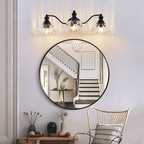 24-Inch Vintage Black 3-Light Vanity Wall Sconce