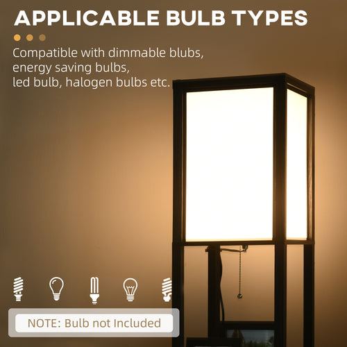 Modern Shelf Floor Lamp with Dual Fabric Shades