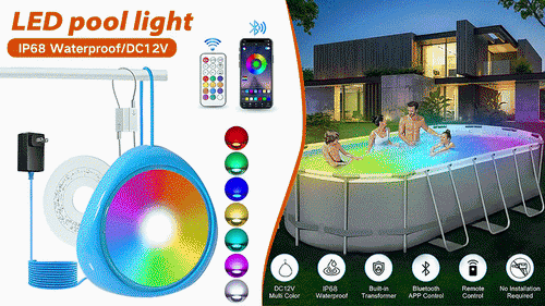 Smart RGB LED Underwater Pool Light – IP68 Waterproof with App & Remote Control