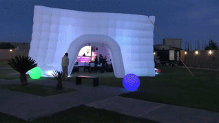 LED Inflatable Cube Tent – White Lighted Event Tent with Blower