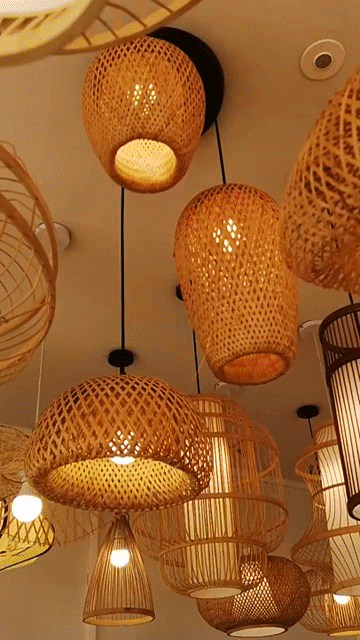 Handcrafted Bamboo Pendant Lamp – Wicker LED Ceiling Light