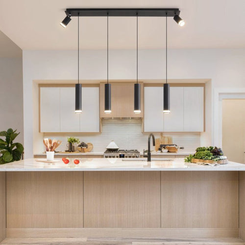 Modern Matte Black 6-Light Kitchen Island Pendant