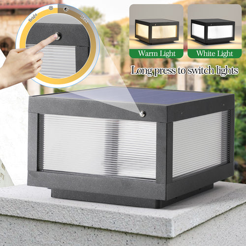 12-Inch Black Solar LED Post Cap Light