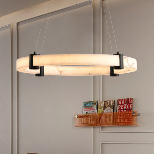 Modern 24-Inch LED Pendant Light – Round Hanging Chandelier
